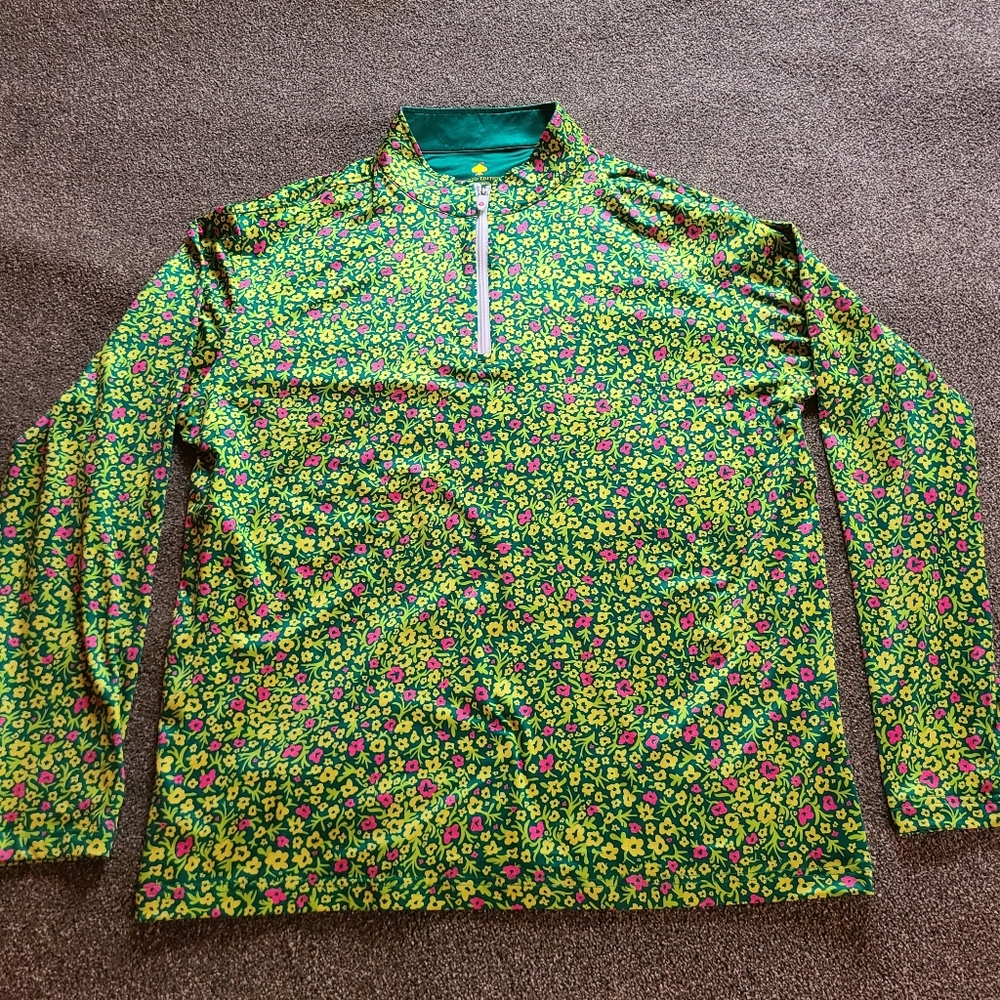 Mens XL Pins And Aces Limited Edition Augusta GA  Floral 1/4 zip Long Sleeve